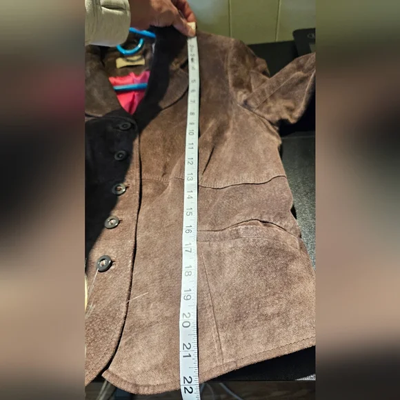 Women's I.E 100% SUEDE LEATHER Blazer Size M Brown - Picture 8 of 11